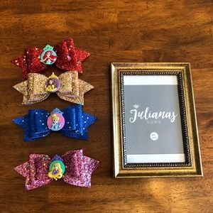 Disney Princess Hair Bow Set ~ 4 Pack Embellished